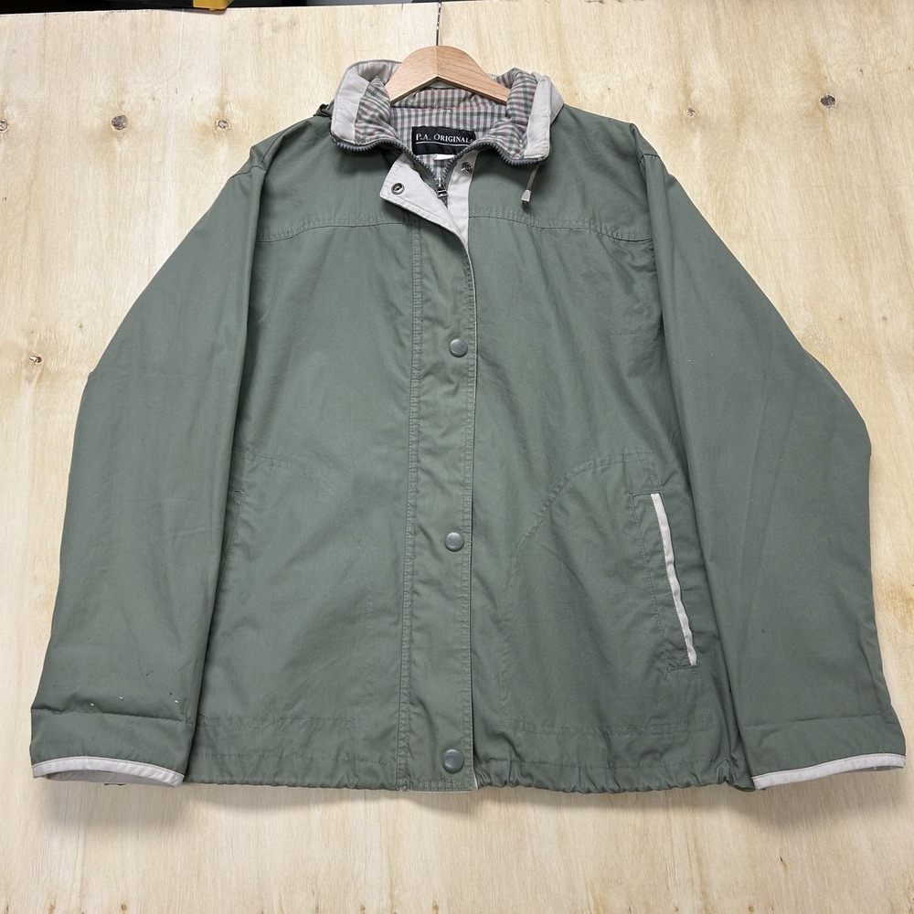 Vintage P.A. Originals Jacket Mens Large Green Cotton Blend Windbreaker Full Zip